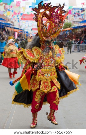 ORURO, BOLIVIA - MARCH 5: Devil Dancer at Oruro Carnival in Bolivia, declared UNESCO Cultural World Heritage on March 5, 2011 in Oruro, Bolivia