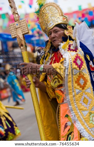 ORURO, BOLIVIA - MARCH 5: Inca Dancer at Oruro Carnival in Bolivia, declared UNESCO Cultural World Heritage. March 5, 2011 in Oruro, Bolivia