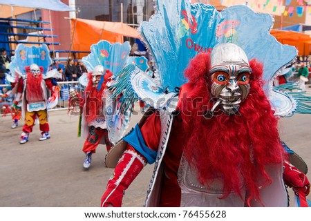 ORURO, BOLIVIA - MARCH 5: Moreno Dancer at Oruro Carnival in Bolivia, declared UNESCO Cultural World Heritage. March 5, 2011 in Oruro, Bolivia