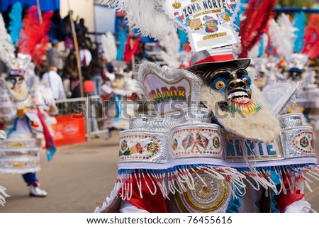 ORURO, BOLIVIA - MARCH 5: Moreno Dancer at Oruro Carnival in Bolivia, declared UNESCO Cultural World Heritage. March 5, 2011 in Oruro, Bolivia