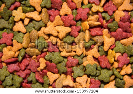 Display of dry cat food for background use