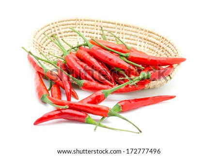 Red chilly pepper isolated on a white background.