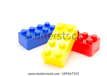 Lego Plastic building blocks on white background