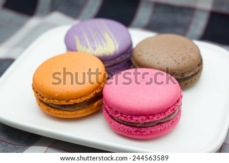 French macaroon.Traditional french dessert colorful macarons.