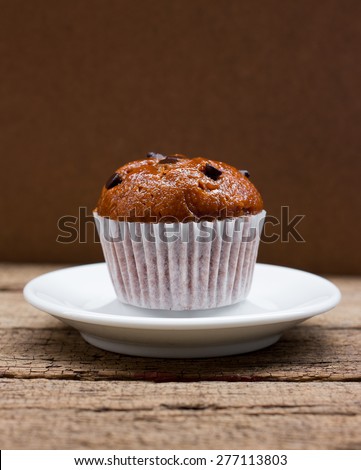 Homemade Chocolate chip muffin.Delicious chocolate muffin.
