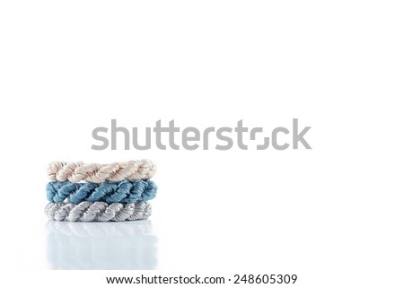 Hair elastic bands on the white background