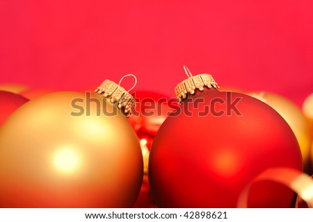 Golden and red shiny Christmas balls