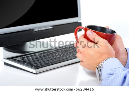 Office worker with a cup of coffee