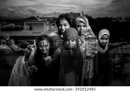 Kuala Lumpur, Malaysia - 2 Mac 2016 : Childrens of Rohingya refugee living in Malaysia. Rohingya refugee crisis refers to the mass migration of thousands of Rohingya people from Myanmar.