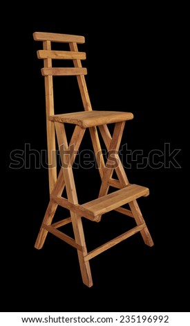 bar stool made of light wood isolated on black background