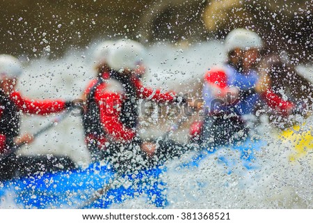 Rafting and rowing on river