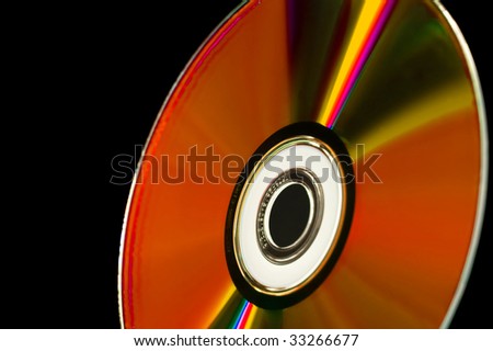 close-up computer cd dvd blue-ray disk isolated on black