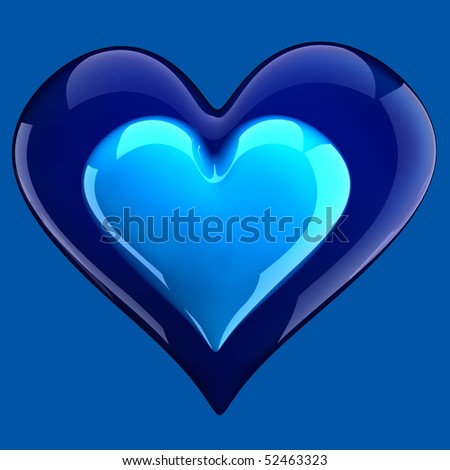 stock photo beautiful glossy blue heart inside glass heart