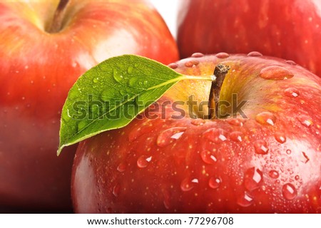closeup isolated juicy red apple