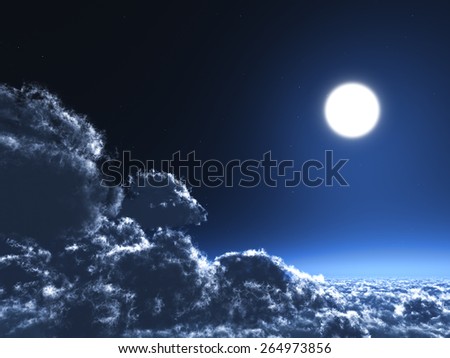 Magic moon in the night sky
