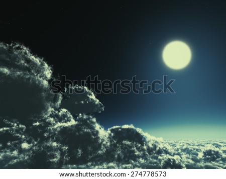 Magic moon in the night sky 