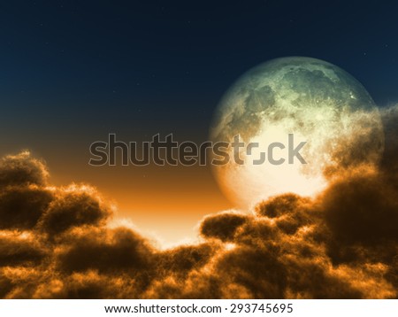 Magic moon in the night sky. Elements of this image furnished by NASA