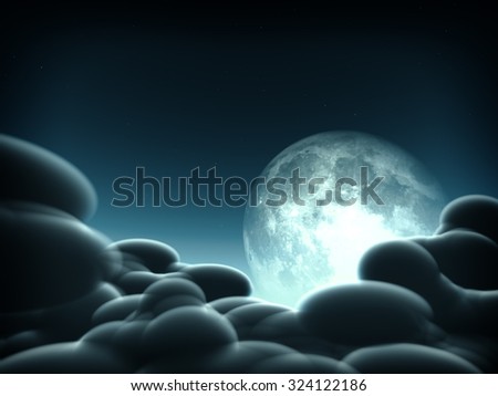 Magic moon in the night sky. Some elements of this image were furnished by NASA