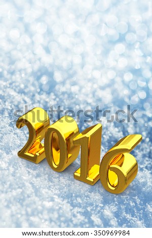 2016 New Year Christmas Golden Text On The Snow Background