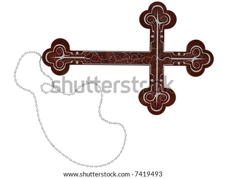 silver chain with cross. cross on a silver chain.