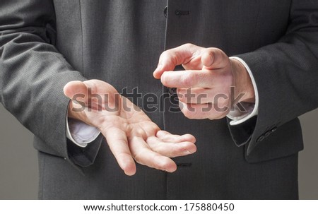 strong business man hands talking