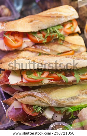 French sandwiches with ham tomatoes and cheese
