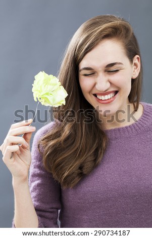 fun beautiful young woman laughing in eating salad for healthy diet and good food