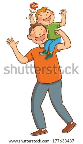 Father and child Isolated objects on white background VECTOR Father and child Isolated objects on white background VECTOR