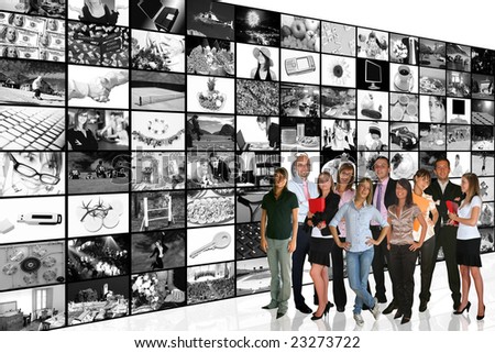 Media Room: Businesspeople and Tv Screens