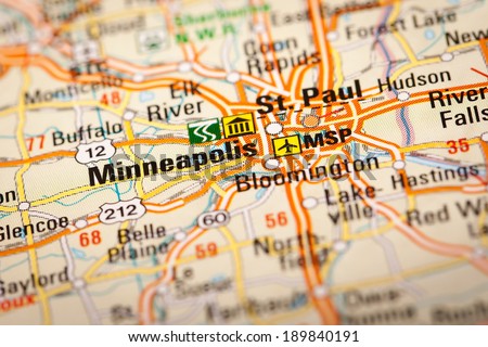 Map Photography: Minneapolis City on a Road Map