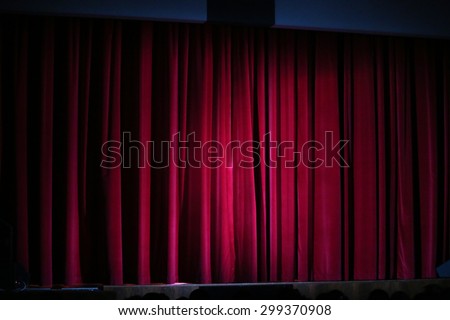 Large Red Stage Curtain With Spot Lights