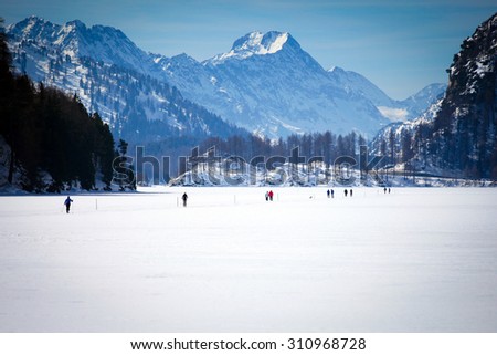 Cross Country Ski Tracks in Engadin, Switzerland