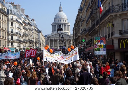 PARIS - APRIL 2: University teachers, research personnel and students demonstrate against French government reform plans of the academic structure on April 2, 2009, in Paris, France