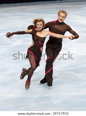PARIS - OCTOBER 17: Zoe BLANC and Pierre-Loup BOUQUET of France perform free dance at the ISU Grand Prix Eric Bompard Trophy at Palais-Omnisports de Bercy October 17, 2009 in Paris, France.