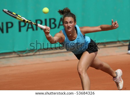 PARIS - MAY 21: Vesna MANASIEVA of Russia plays 3rd round qualification match at French Open, Roland Garros on May 21, 2010 in Paris, France.