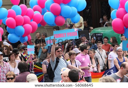 PARIS - JUNE 26: The Family Equality Council members march in the Paris Gay Pride parade to support gay rights and demand equality, on June 26, 2010 in Paris, France.