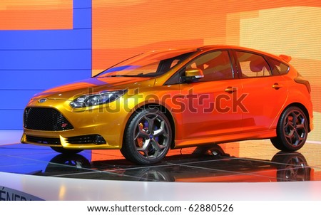 PARIS - OCTOBER 11: Ford Focus ST Concept is displayed at the Ford Next Generation volt at the Paris Motor Show 2010 at Porte de Versailles, on October 11, 2010 in Paris, France