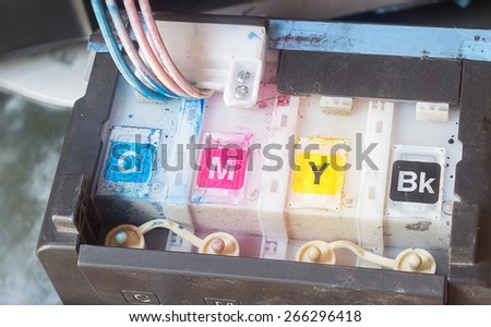 Cartridges of printer with CMYK color
