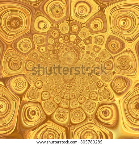 Abstract gold yellow spiral fluid art shape texture background