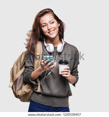 Young beautiful woman with smart phone