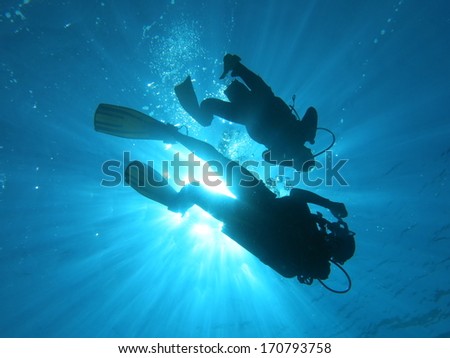 Scuba diver\'s shadow