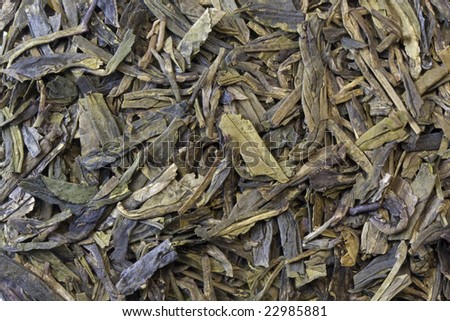 full leaf loose green tea background  - macro shot