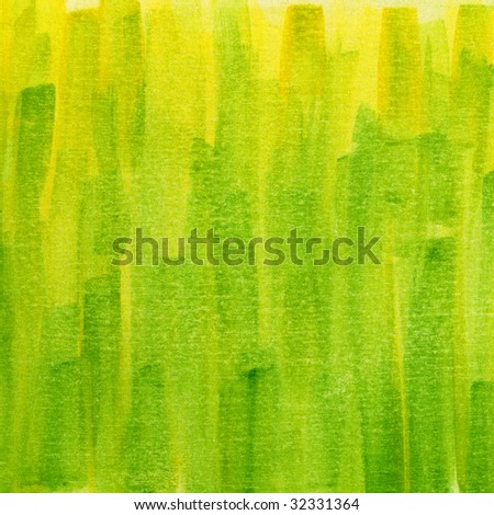 green, and yellow watercolor abstract hand painted on paper with scratch texture, self made