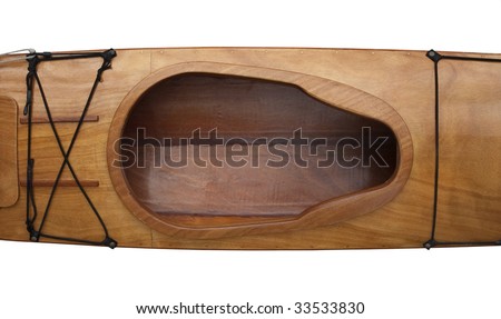 keyhole shape cockpit and deck of homebuilt wooden sea kayak, stitch-and-glue method using okoume (plantation mahogany) plywood