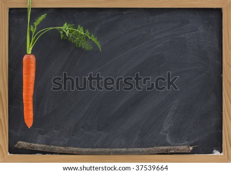carrot, stick and blackboard - school motivation or reward and punishment concept,