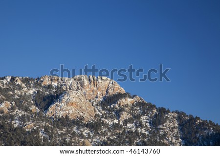 Horsetooth Rock, a landmark of Fort Collins, Colorado,  winter scenery, view from west
