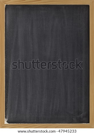 blank blackboard with vertical white chalk smudges, ready to be used as a menu or other sign