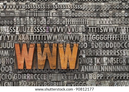 www acronym - internet concept  - text in vintage wood letterpress printing blocks against grunge metal typeset