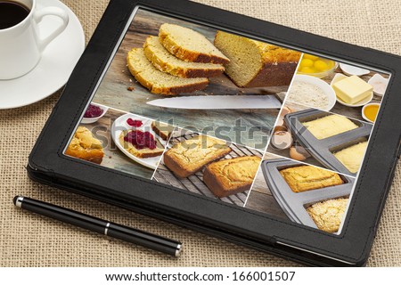 baking gluten free coconut flour bread - a sequence of pictures on a digital tablet, all pictures copyright by the photographer