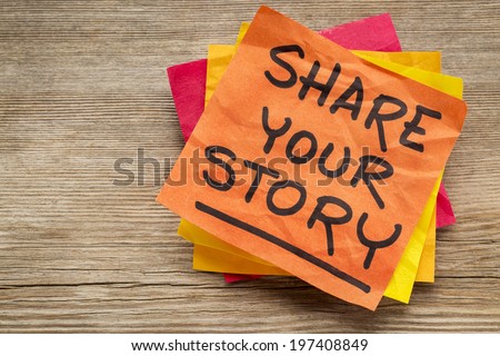 share your story suggestion on a sticky note against grained wood
